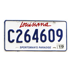 2019 Louisiana Sportsman's Paradise License Plate #C264609