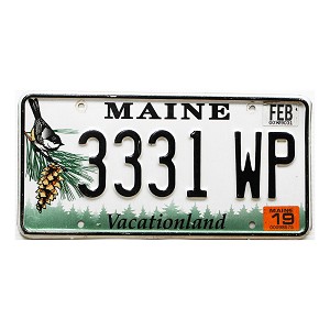 2019 Maine License Plate #3331WP