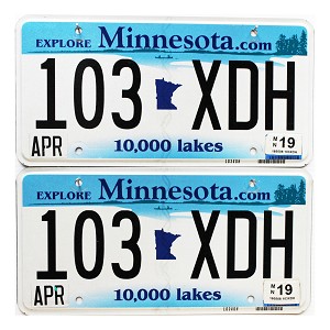2019 Minnesota License Plates Pair #103XDH