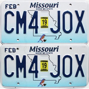 2019 Missouri License Plates Pair #CM4J0X