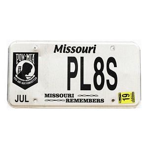 2019 Missouri POW License Plate #PL8S