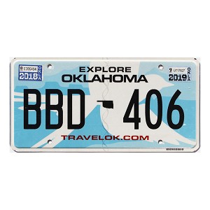 2019 Oklahoma License Plate #BBD406