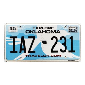 2019 Oklahoma License Plate #IAZ231