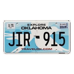 2019 Oklahoma License Plate #JIR915