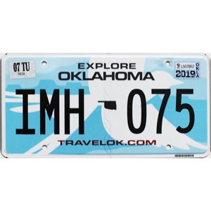 2019 Oklahoma License Plate #IMH075