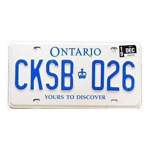 2019 Ontario License Plate #CKSB026