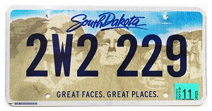 2019 South Dakota License Plate #2W2229