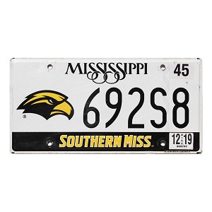 2019 Southern Mississippi University License Plate #692S8
