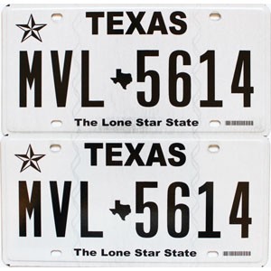 2019 Texas License Plates Pair #MVL5614