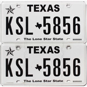 2019 Texas License Plates Pair #KSL5856