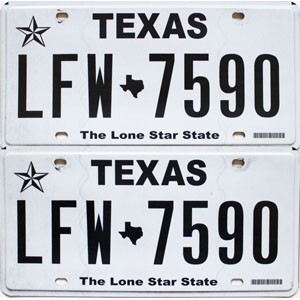 2019 Texas License Plates Pair #LFW7590