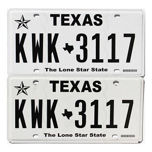 2019 Texas License Plates Pair #KWK3117