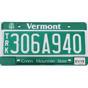 2019 Vermont Truck License Plate #306A940