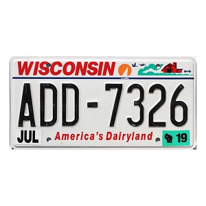 2019 Wisconsin License Plate #ADD7326