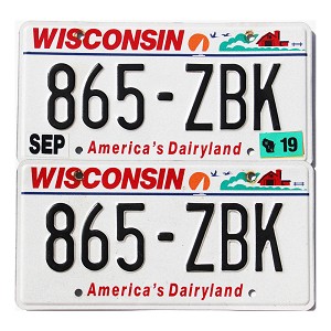 2019 Wisconsin License Plates Pair #865ZBK