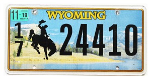 2019 Wyoming License Plate #1724410