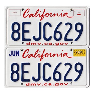 2020 California License Plates Pair #8EJC629