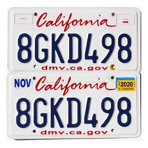 2020 California License Plates Pair #8GKD498