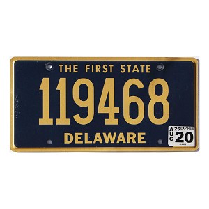 2020 Delaware License Plate #119468