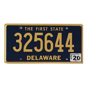 2020 Delaware License Plate #325644