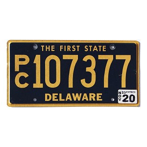 2020 Delaware PC License Plate #107377