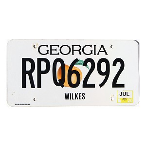 2020 Georgia License Plate #RPQ6292