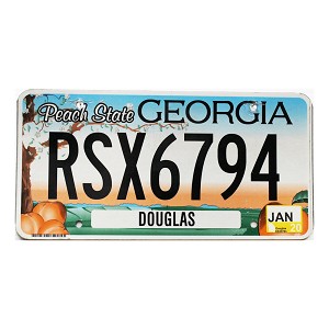 2020 Georgia License Plate #RSX6794