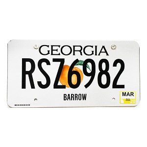 2020 Georgia License Plate #RSZ6982