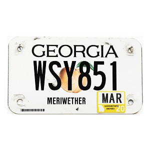 2020 Georgia Motorcycle License Plate #WSY851