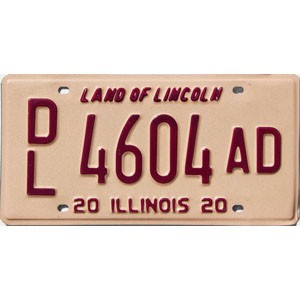 2020 Illinois Dealer License Plate #4604AD