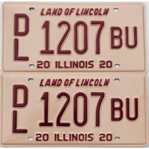 2020 Illinois Dealer License Plates Pair #1207BU