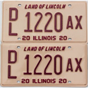 2020 Illinois Dealer License Plates Pair #1220AX