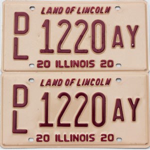 2020 Illinois Dealer License Plates Pair #1220AY
