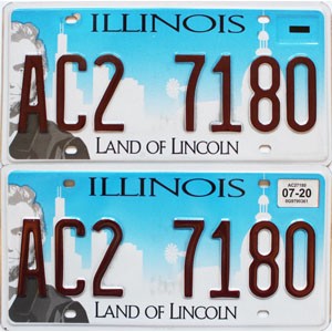 2020 Illinois License Plates Pair #AC27180