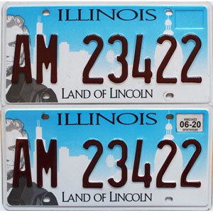 2020 Illinois License Plates Pair #AM23422