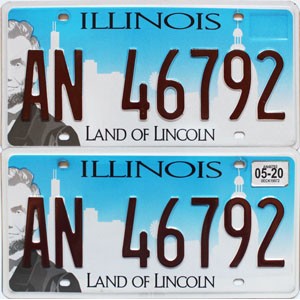 2020 Illinois License Plates Pair #AN46792