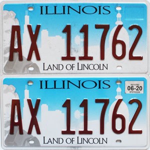 2020 Illinois License Plates Pair #AX11762