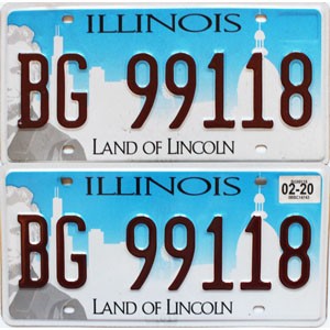 2020 Illinois License Plates Pair #BG99118