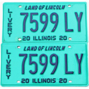 2020 Illinois Livery License Plates Pair #7599