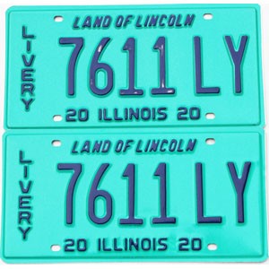 2020 Illinois Livery License Plates Pair #7611
