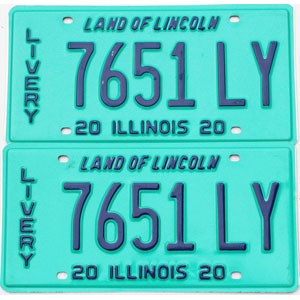 2020 Illinois Livery License Plates Pair #7651