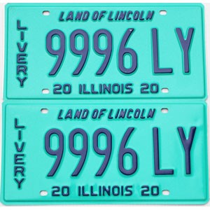 2020 Illinois Livery License Plates Pair #9996