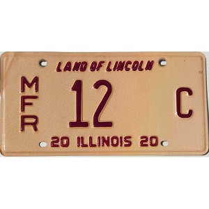 2020 Illinois Manufacturer License Plate #12C