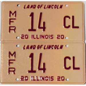 2020 Illinois Manufacturer License Plates Pair #14CL