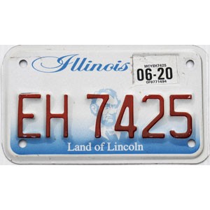 2020 Illinois Motorcycle License Plate #EH7425