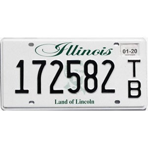 2020 Illinois Trailer License Plate #172582