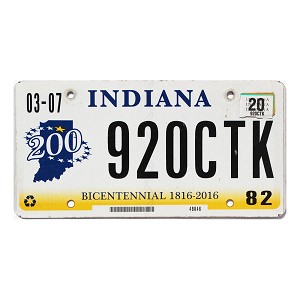 2020 Indiana License Plate #920CTK