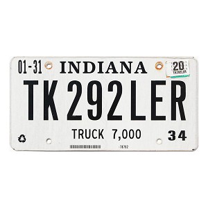 2020 Indiana Truck License Plate #292LER