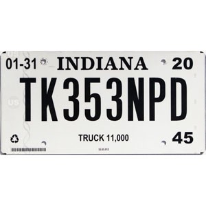2020 Indiana Truck License Plate #353NPD