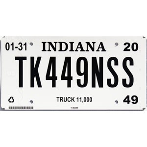 2020 Indiana Truck License Plate #449NSS